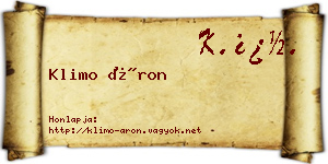 Klimo Áron névjegykártya